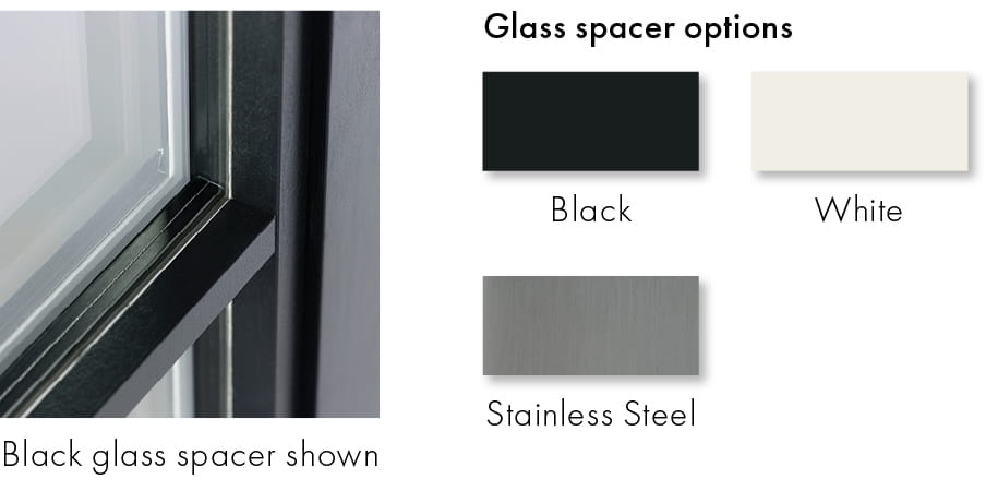 Glass Spacer Options - Black, Stainless Steel, and White