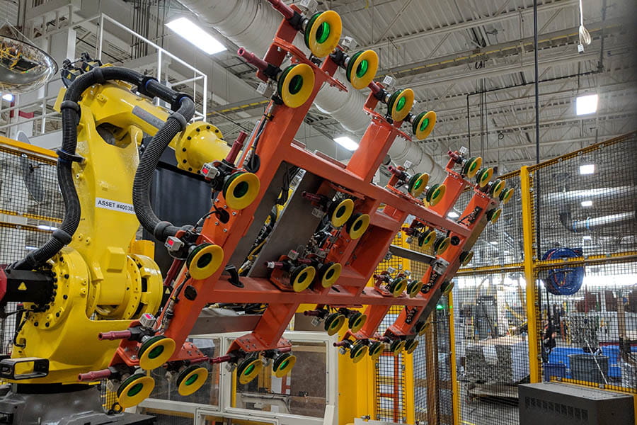 robot building andersen window in manufacturing environment